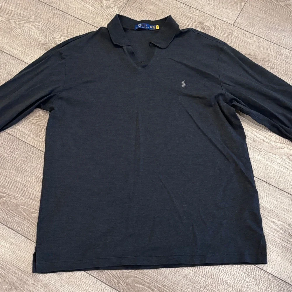 Polo Ralph Lauren V-Neck Polo Mens XLT Grey Long Sleeve Pony Logo Preppy Casual